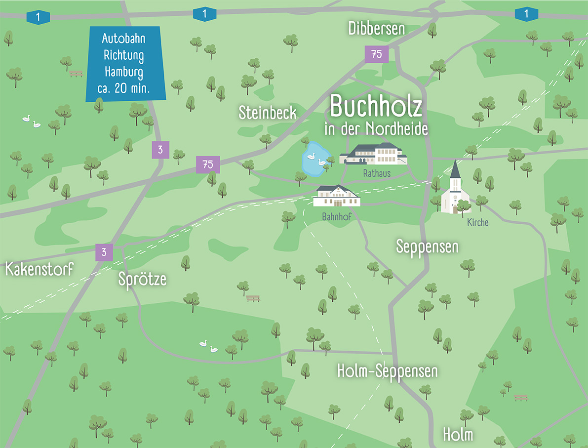 Karte von Buchholz in der Nordheide