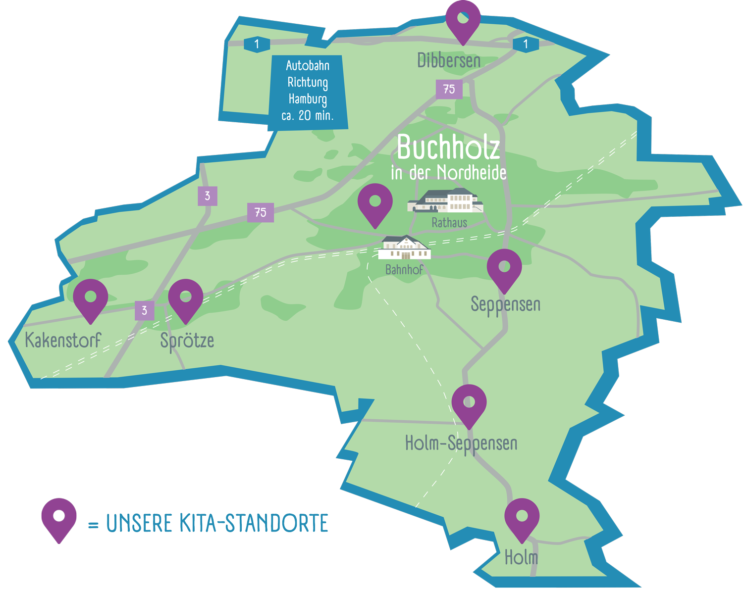 Karte von Buchholz in der Nordheide und Umgebung